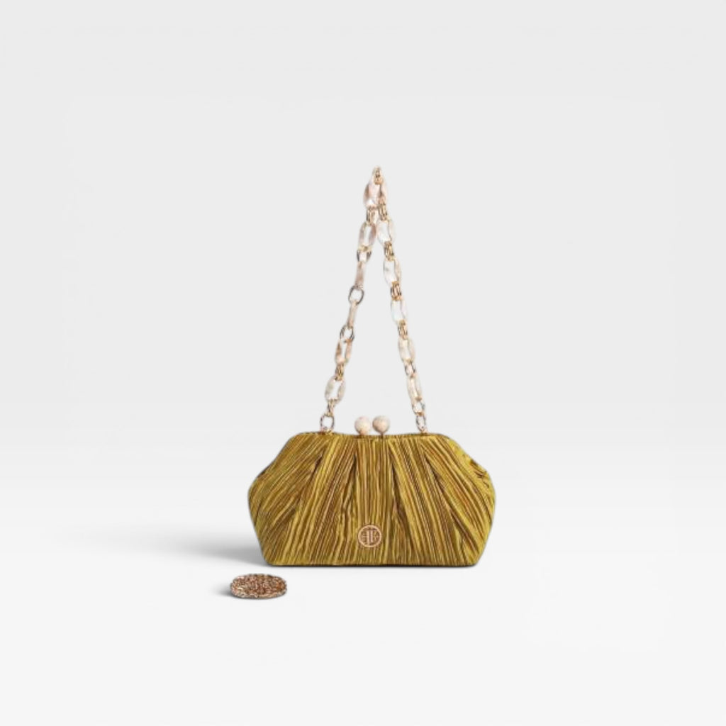 Bolso de mano fiesta plisado dorado- Eferri