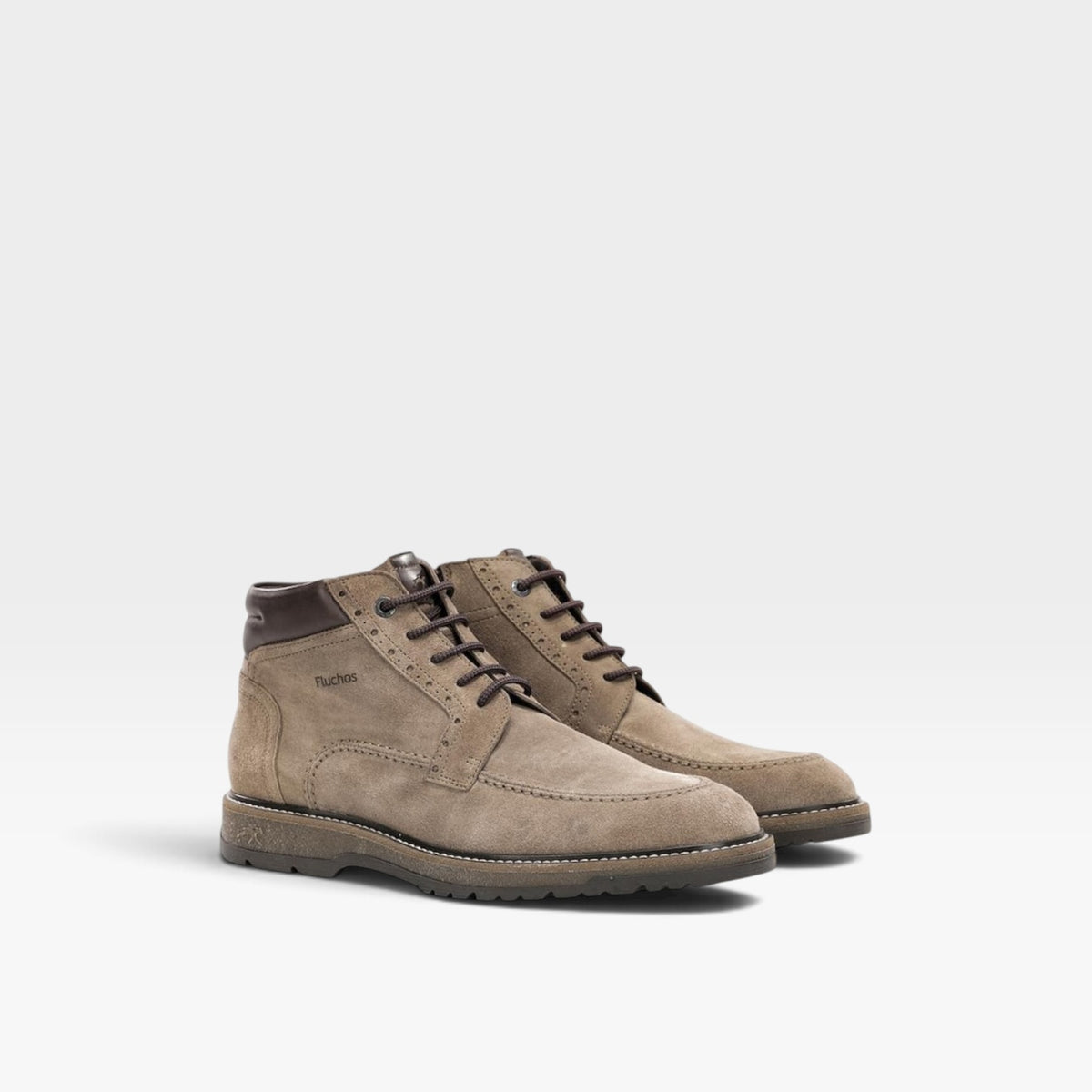 Bota de hombre en piel ante con cordones y cremallera - Fluchos