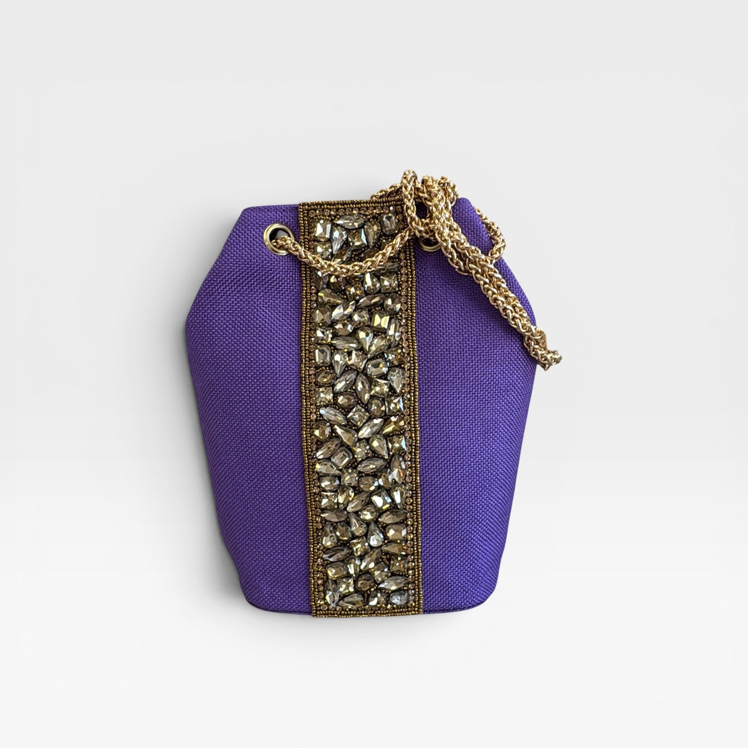 Bolso bombonera fiesta morado con detalle pedrería- Sitara
