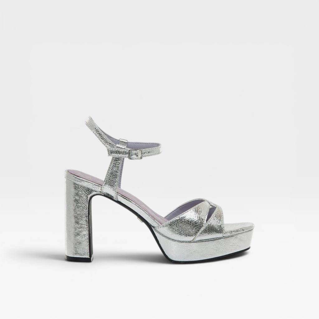 Sandalias de tacón Roseta PLATA  mujer- Mariamare