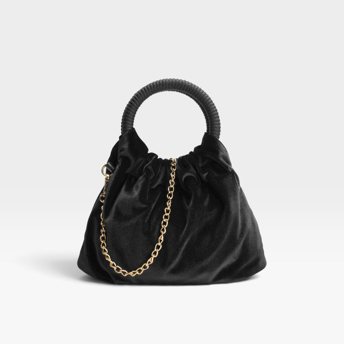 Bolso fiesta negro terciopelo asa fruncida - Azarey