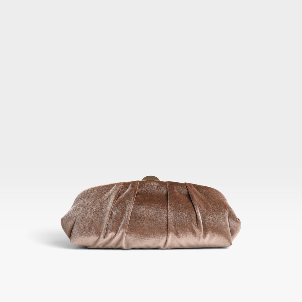 Clutch Taupe de terciopelo fruncido fiesta cadena - Azarey