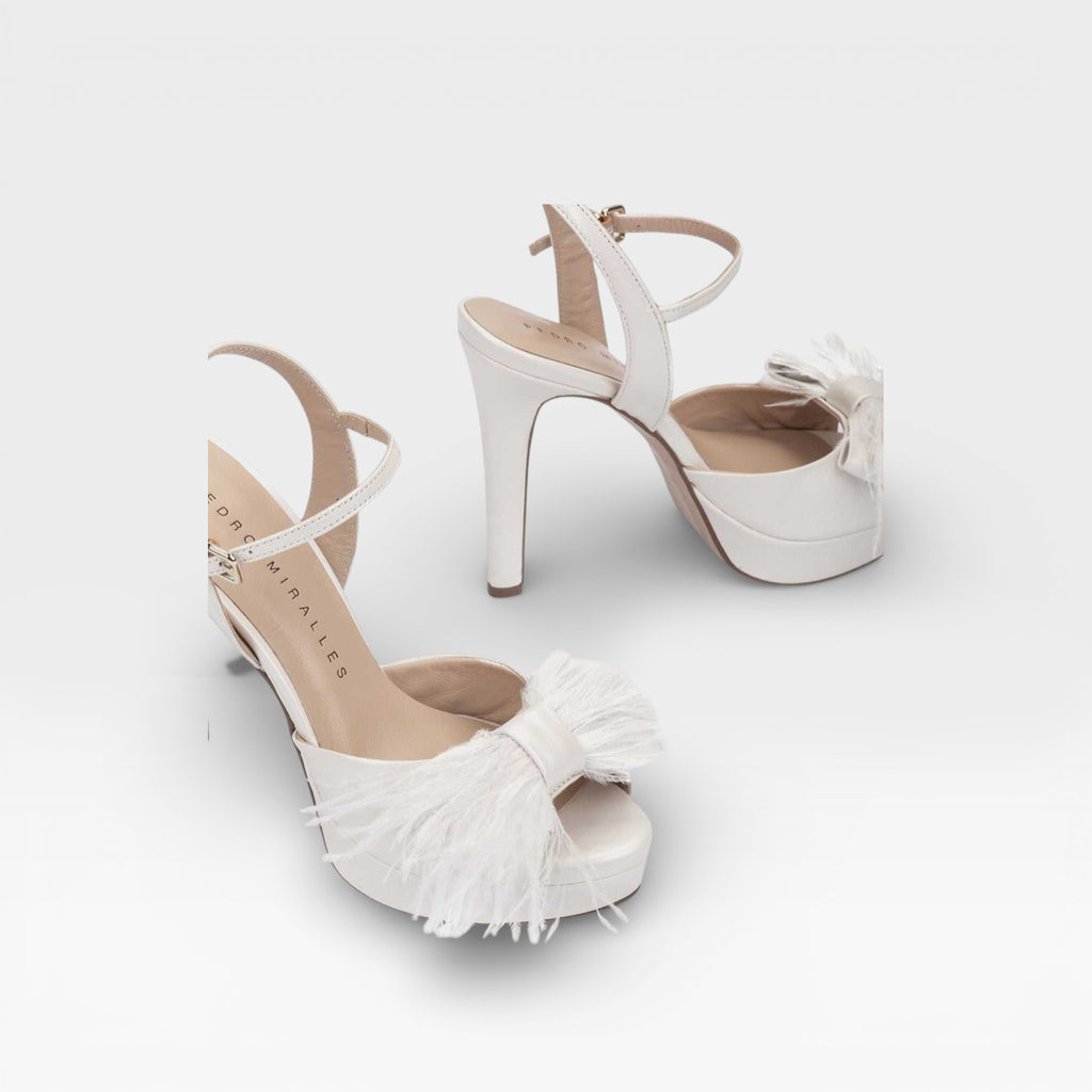 Sandalias Tacón Novia Cíes Blancos - Pedro Miralles