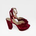 Sandalias Tacón Terciopelo roja  - Soraya