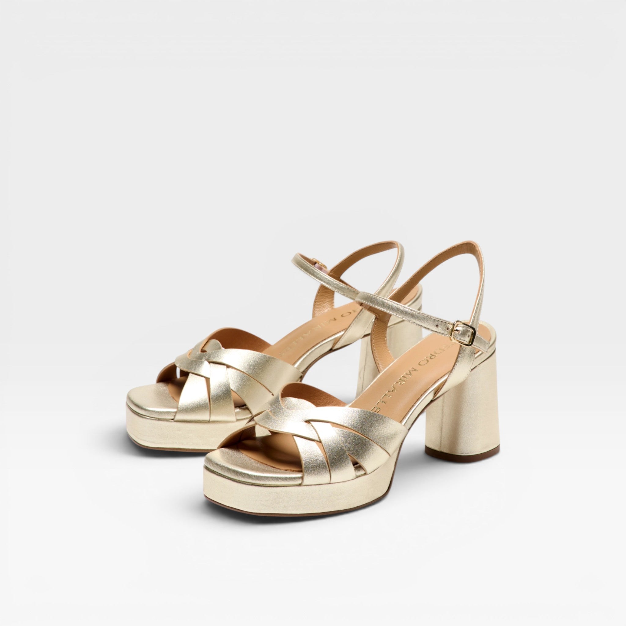 Sandalias Tacón Forte platino - Pedro Miralles