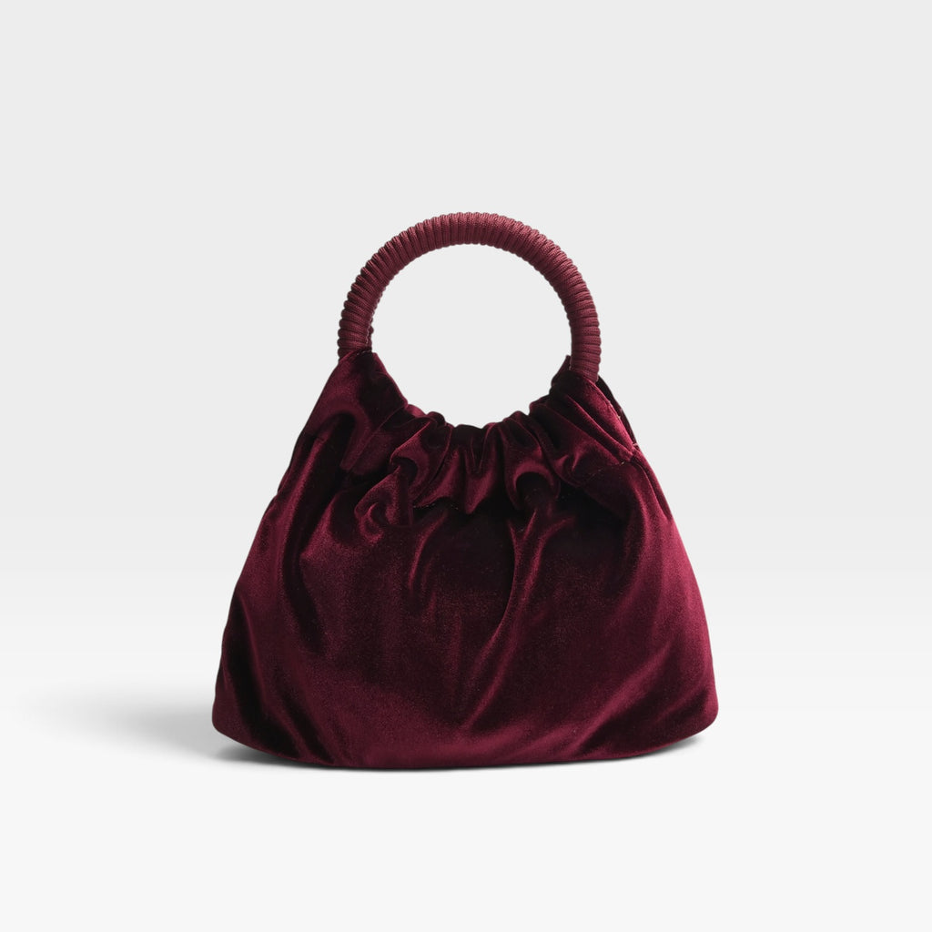 Bolso fiesta burdeos terciopelo asa fruncida - Azarey