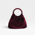Bolso fiesta burdeos terciopelo asa fruncida - Azarey
