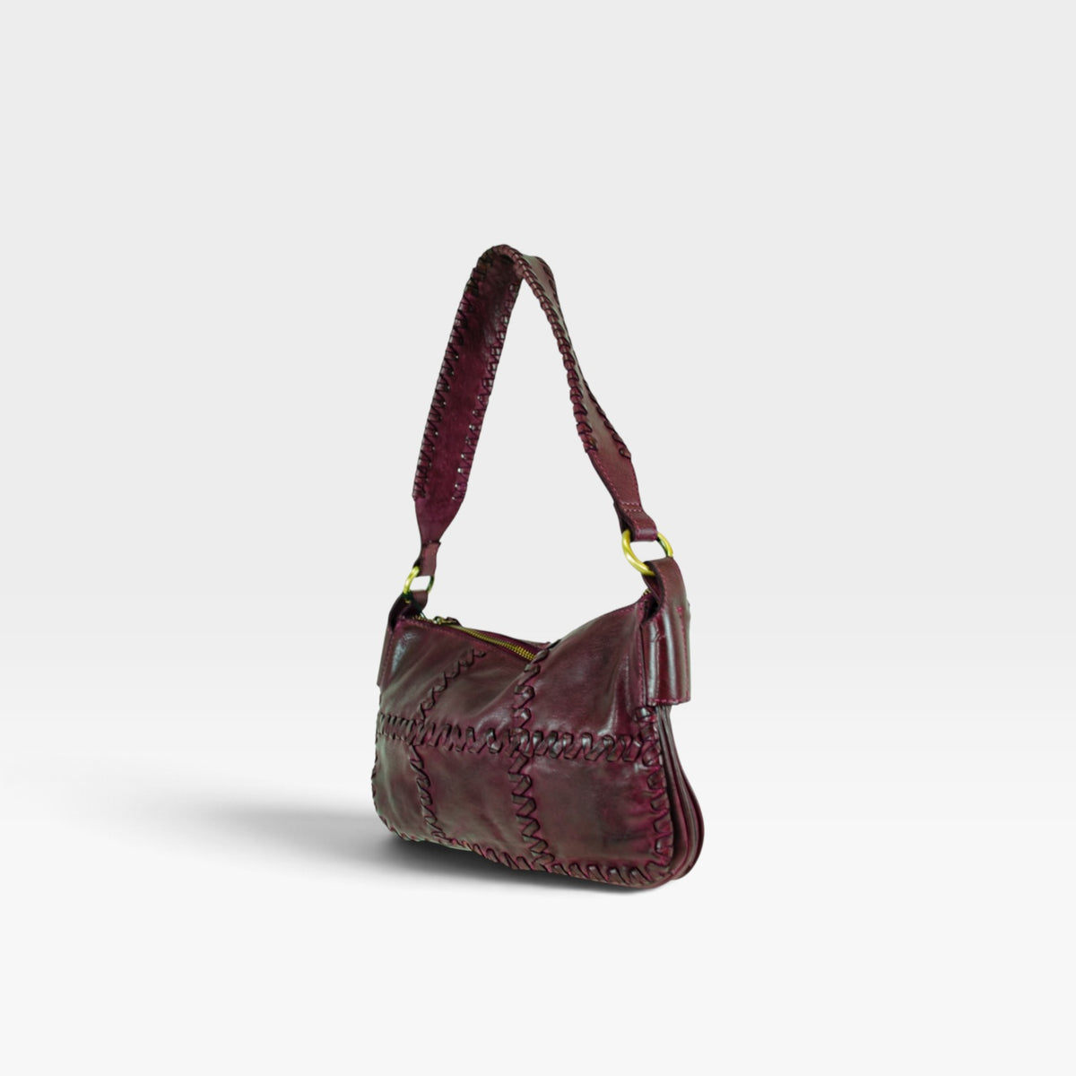Bolso piel trenzada burdeos - The twins