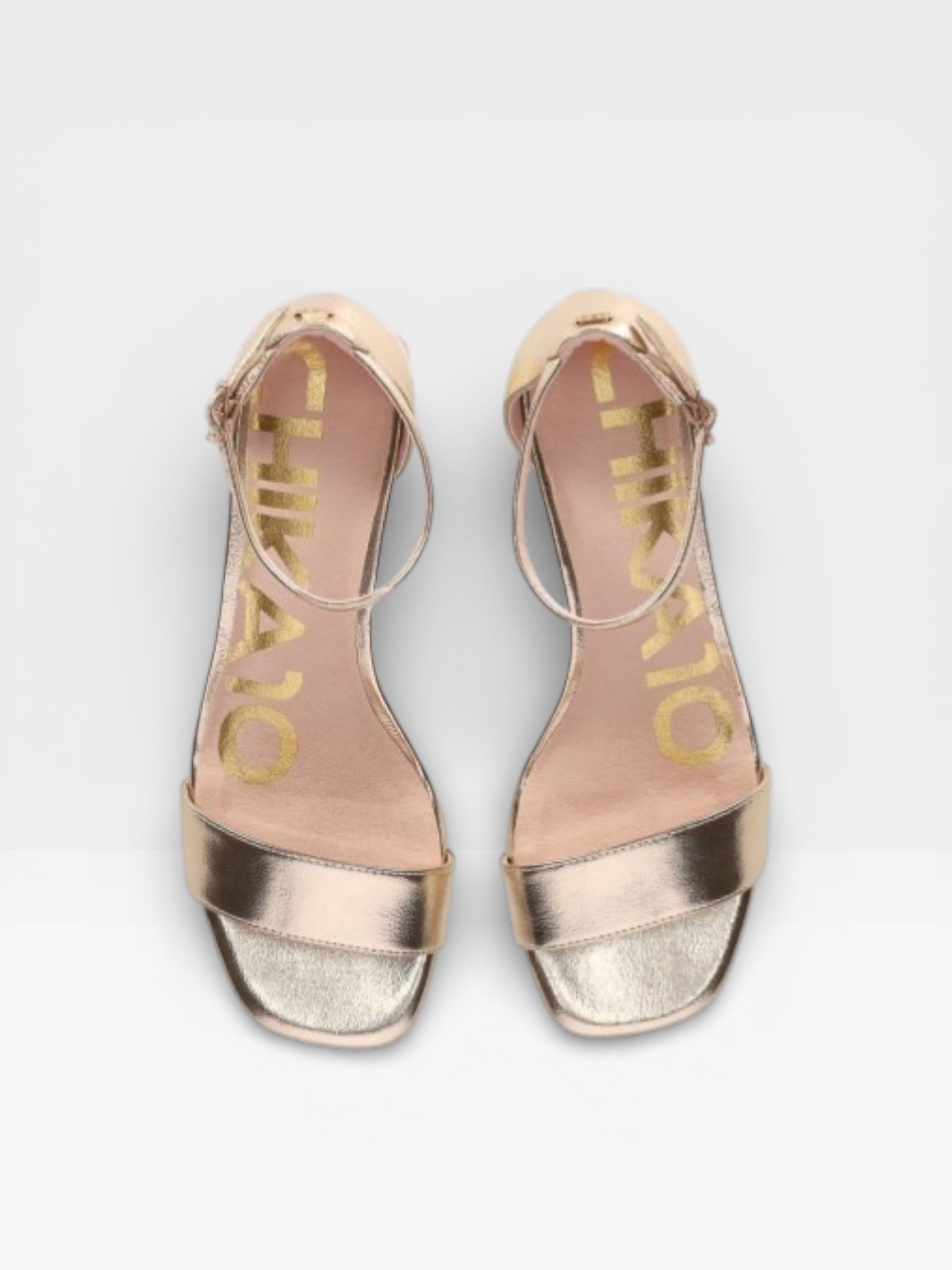 Sandalias Tacón Alto Mujer Plataforma Pala dorada - Chika10