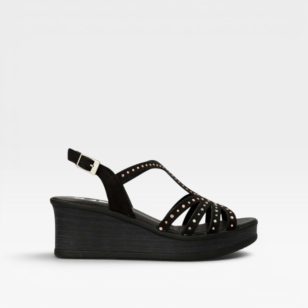 Sandalia negra brillo  - 24horas