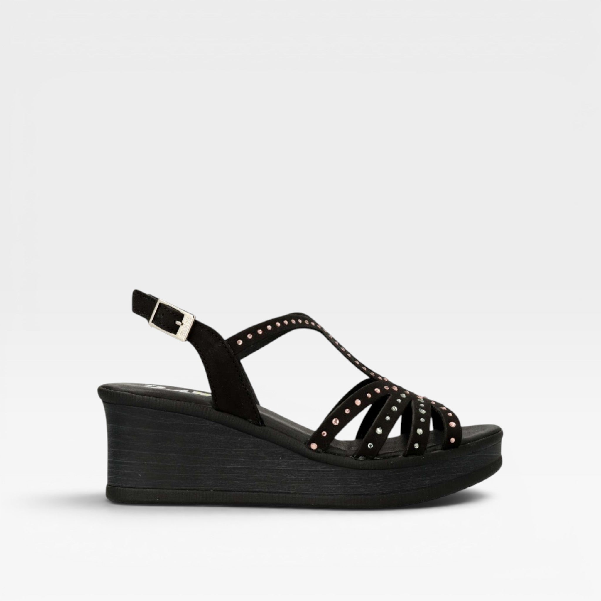 Sandalia negra brillo  - 24horas