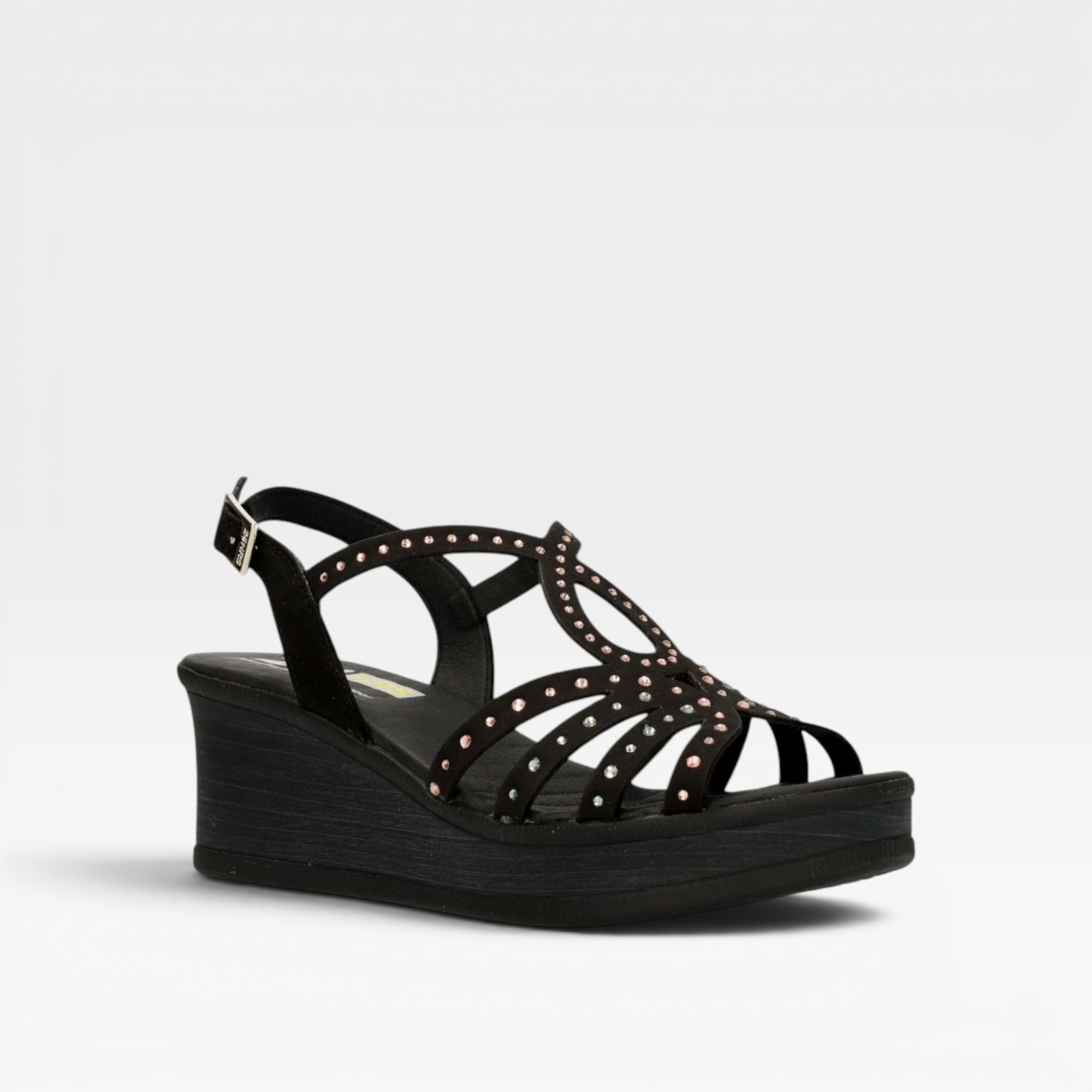 Sandalia negra brillo  - 24horas