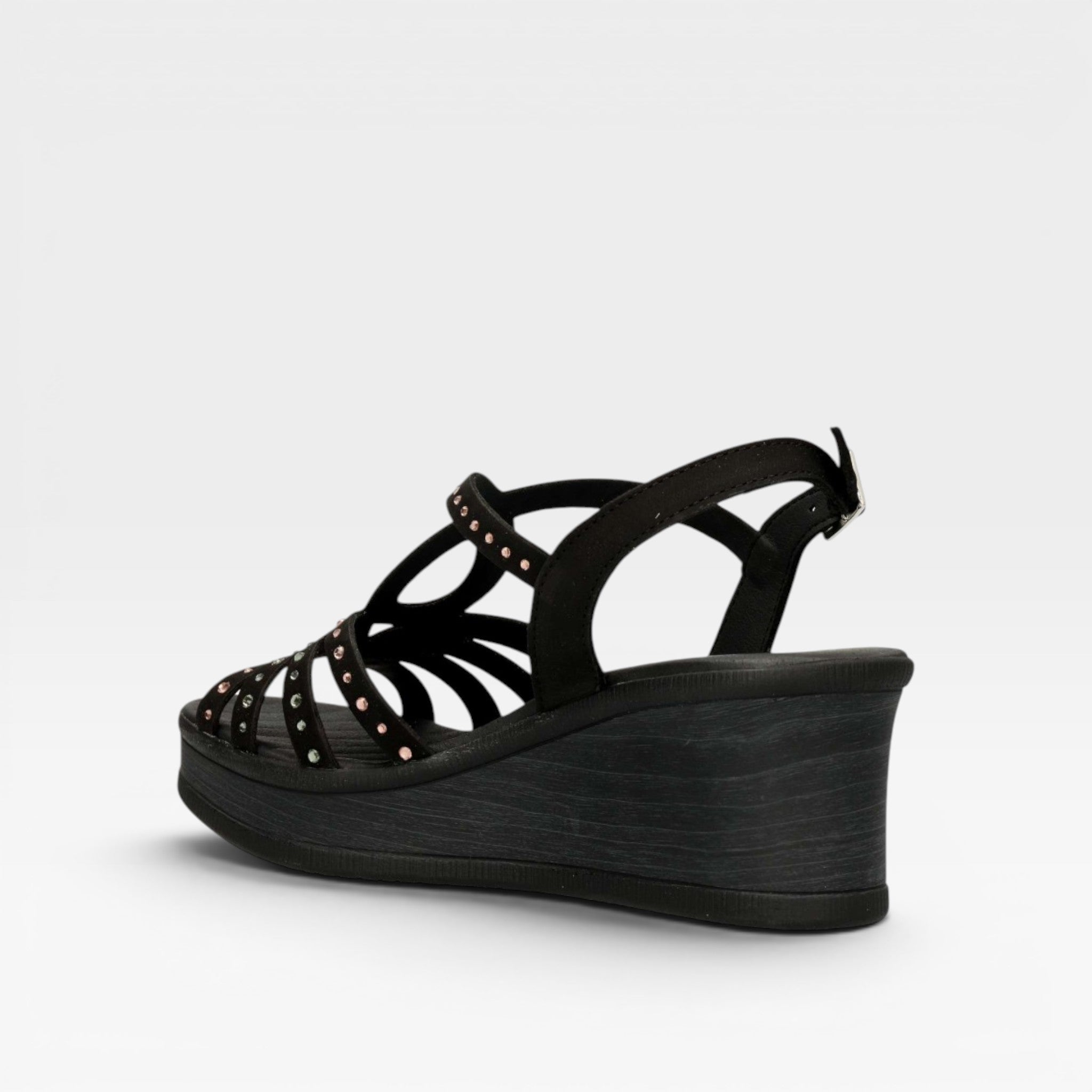 Sandalia negra brillo  - 24horas