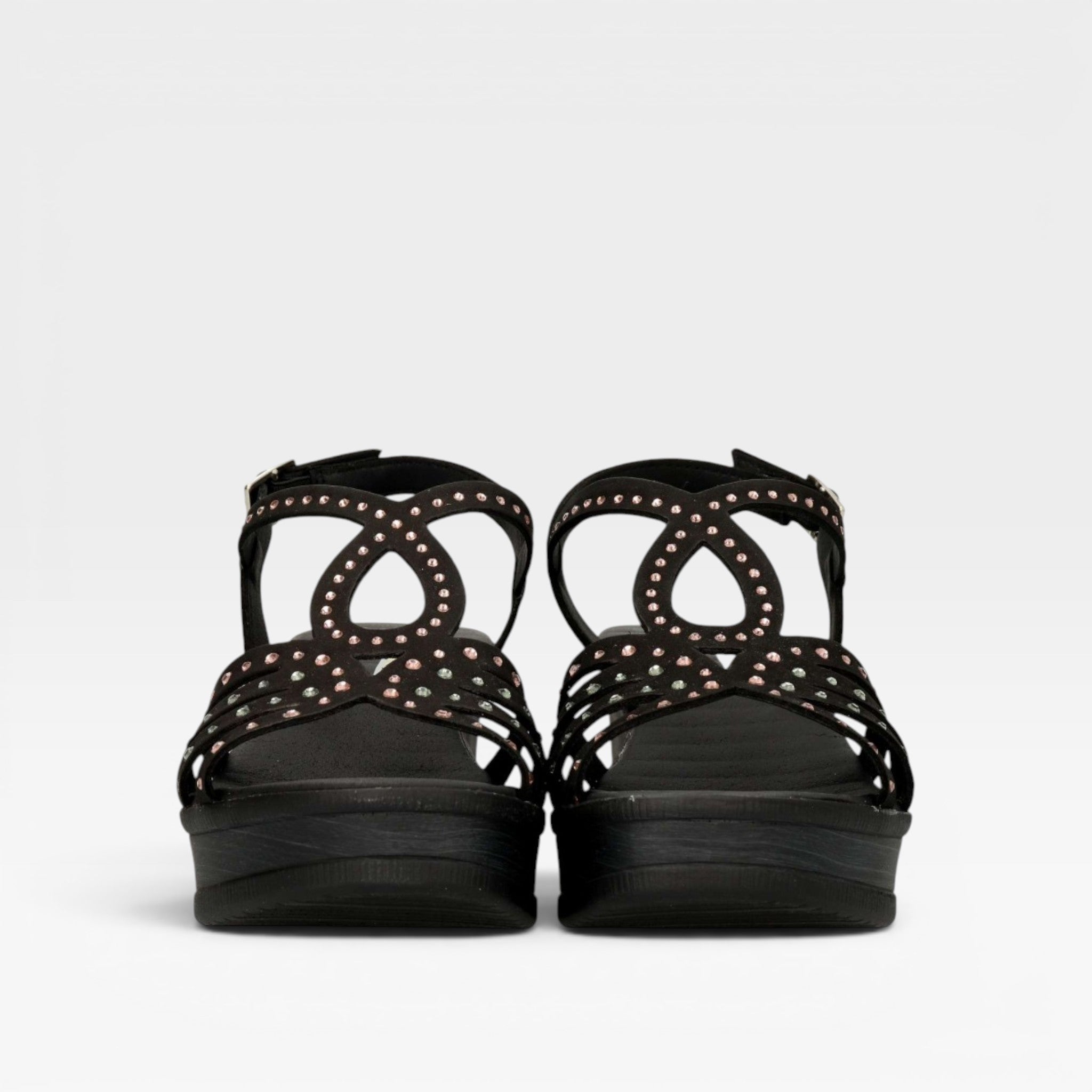 Sandalia negra brillo  - 24horas