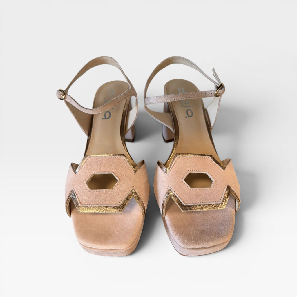 Sandalias rosa nude tacón - Dibia