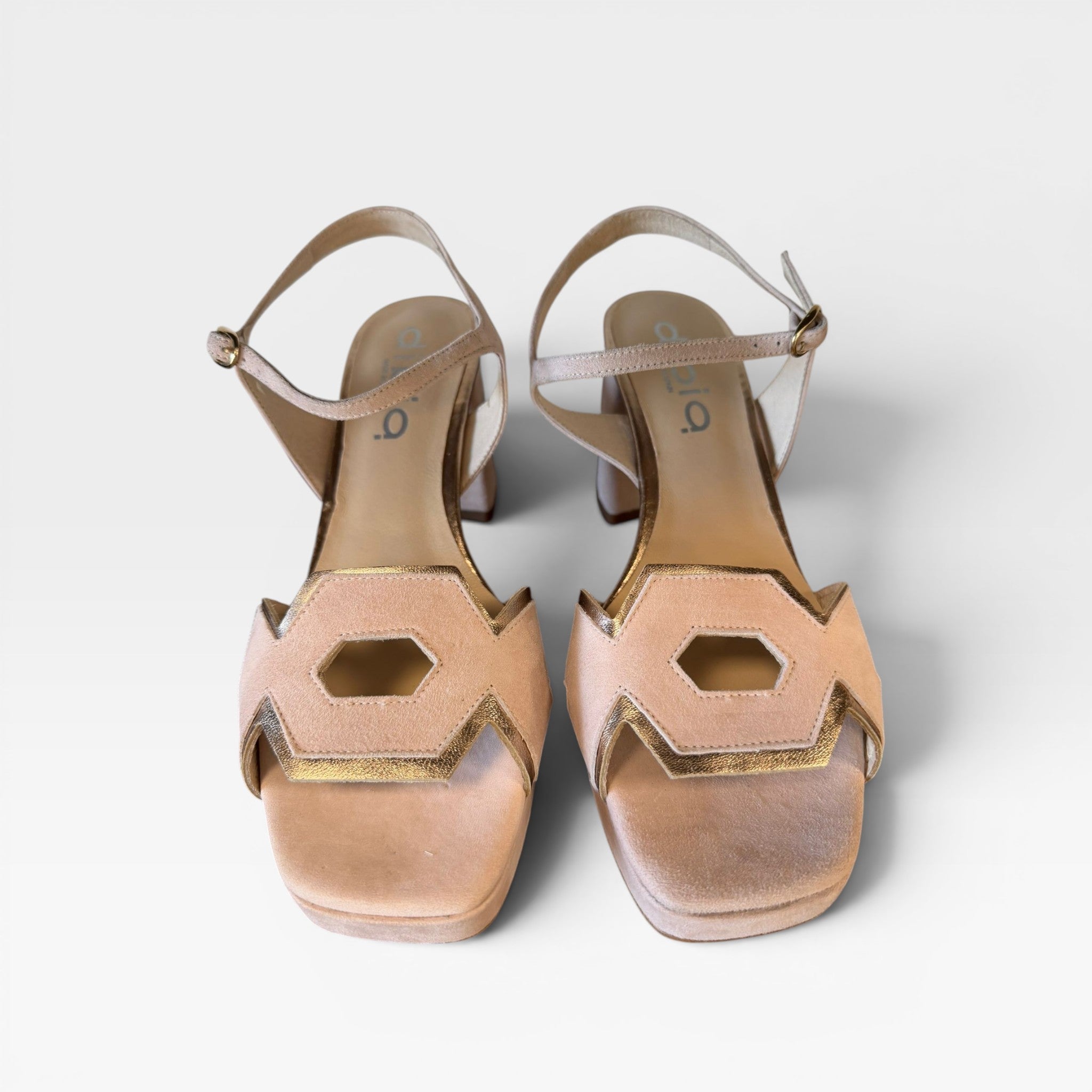 Sandalias rosa nude tacón - Dibia