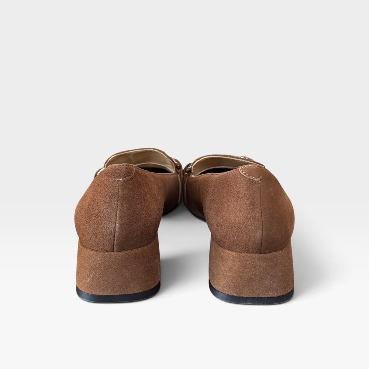 Mocasin tacón con detalle cadena trenzada marrón - Pedro Miralles
