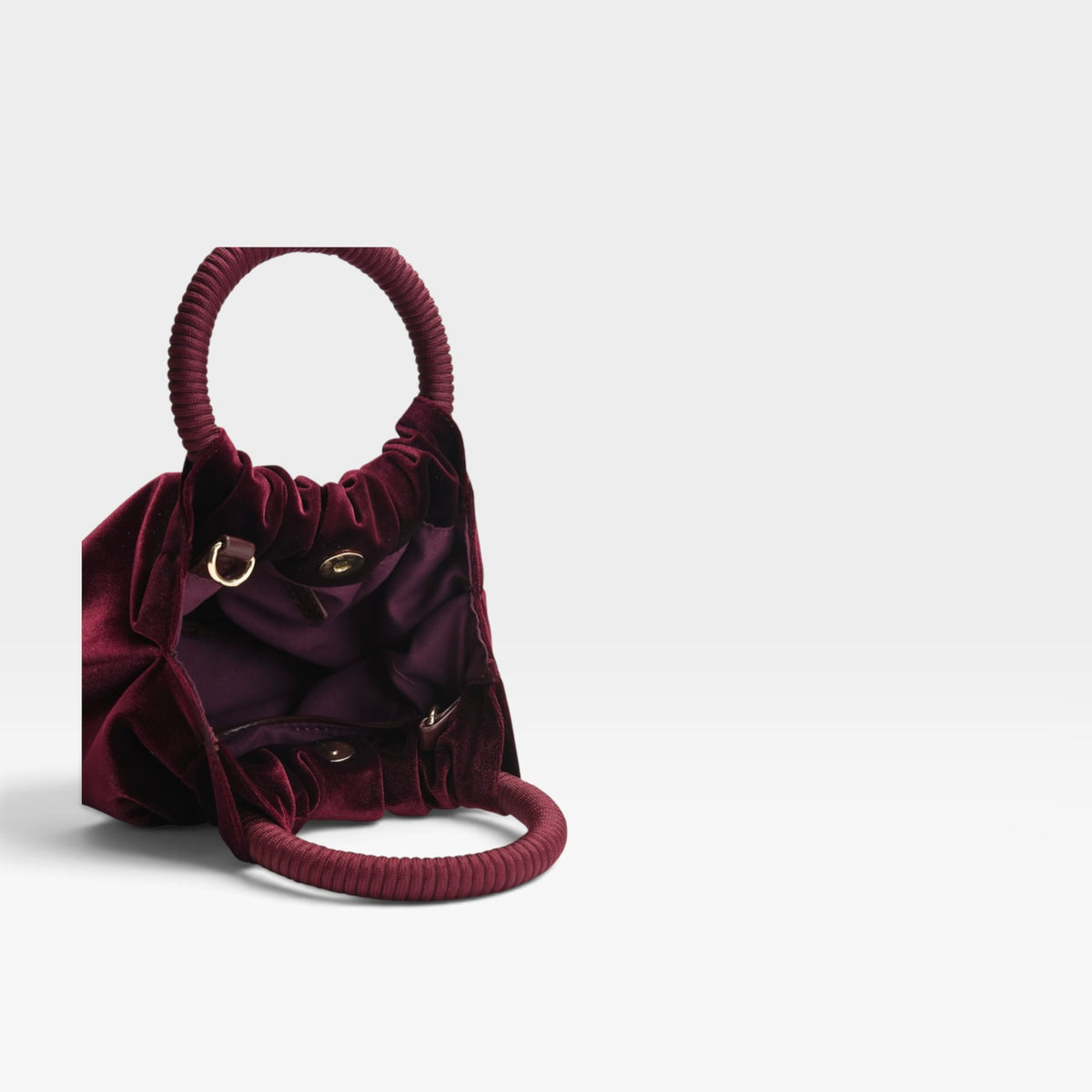 Bolso fiesta burdeos terciopelo asa fruncida - Azarey