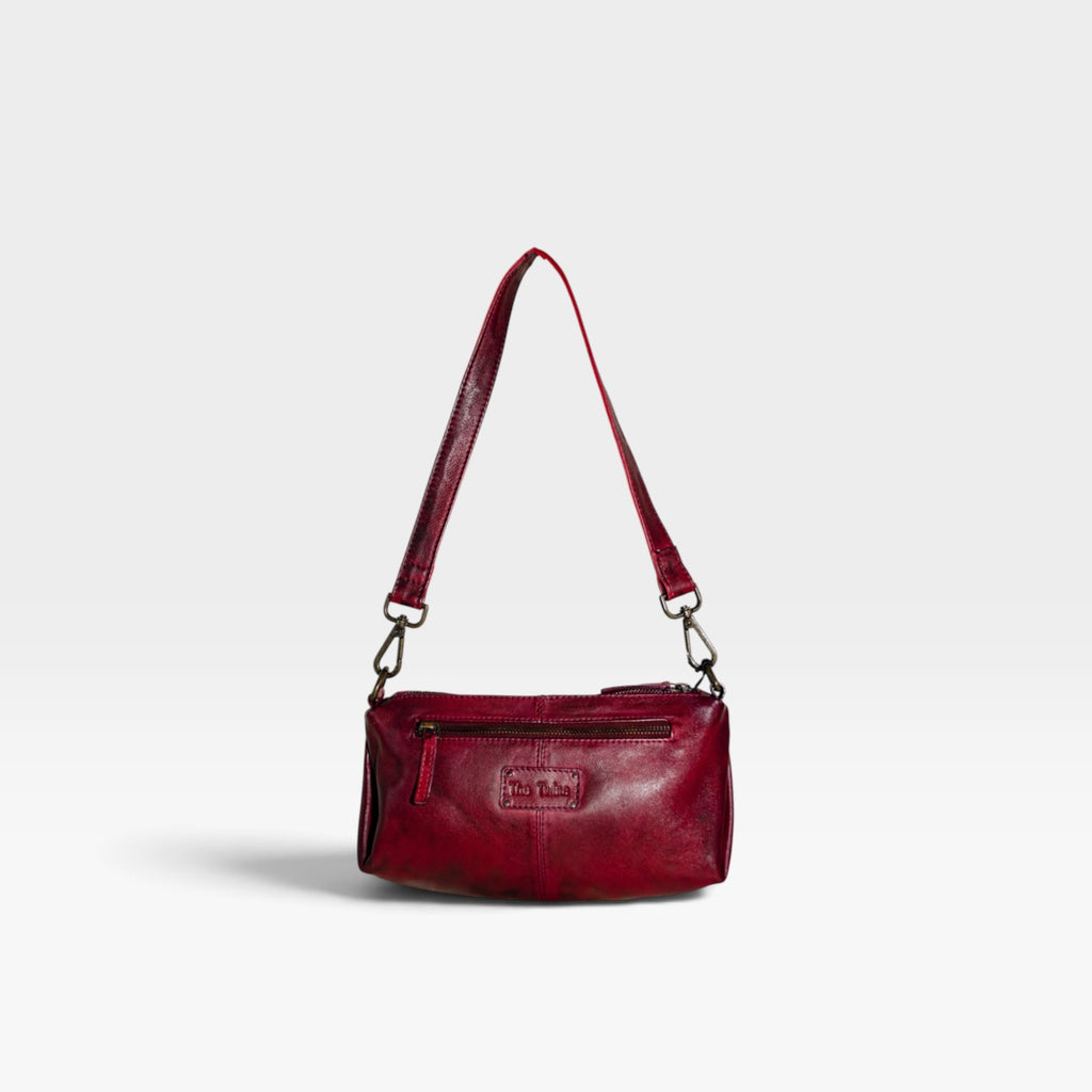 Bolso bandolera piel burdeos - The twins