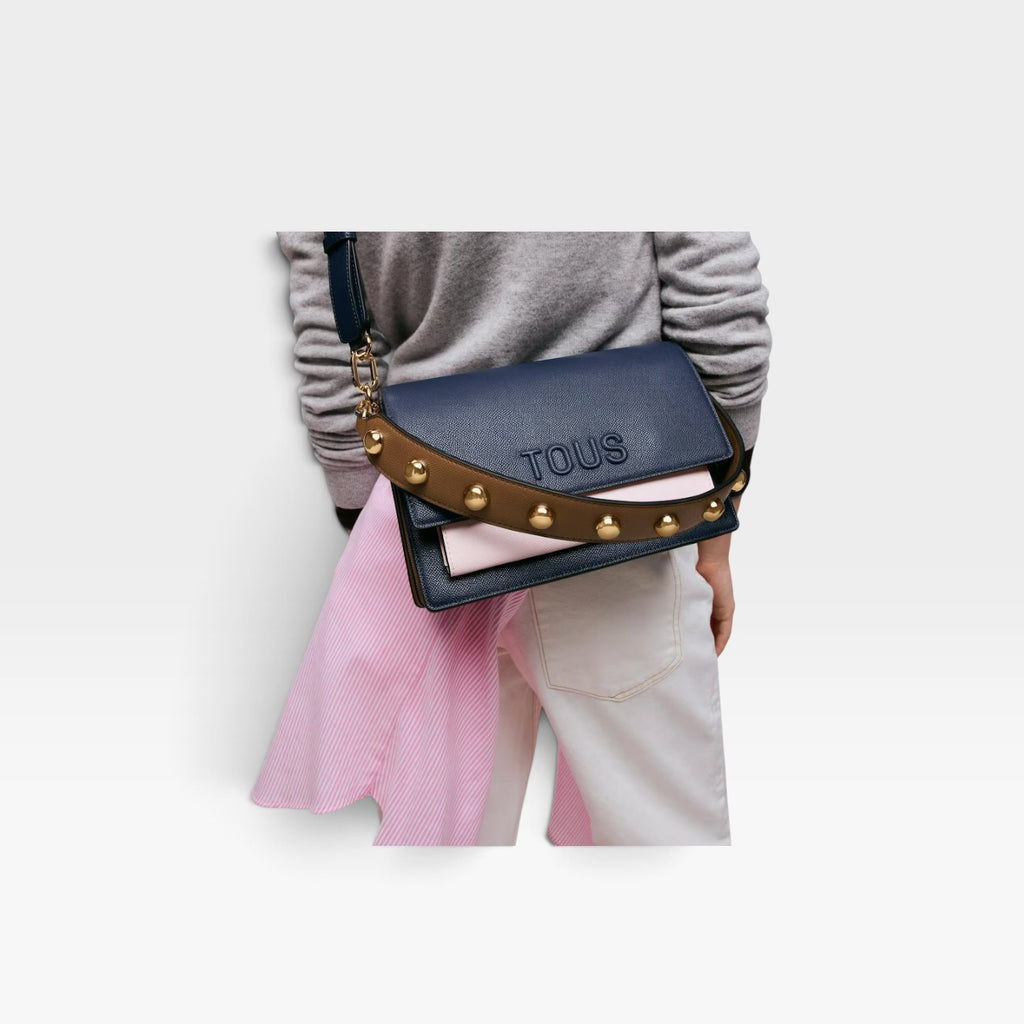 Bandolera mediana azul y rosa Audree Saffiano - Tous