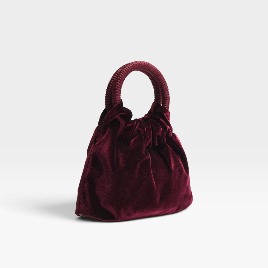 Bolso fiesta burdeos terciopelo asa fruncida - Azarey