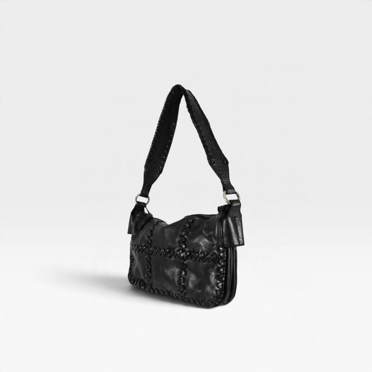 Bolso piel trenzada negro - The Twins