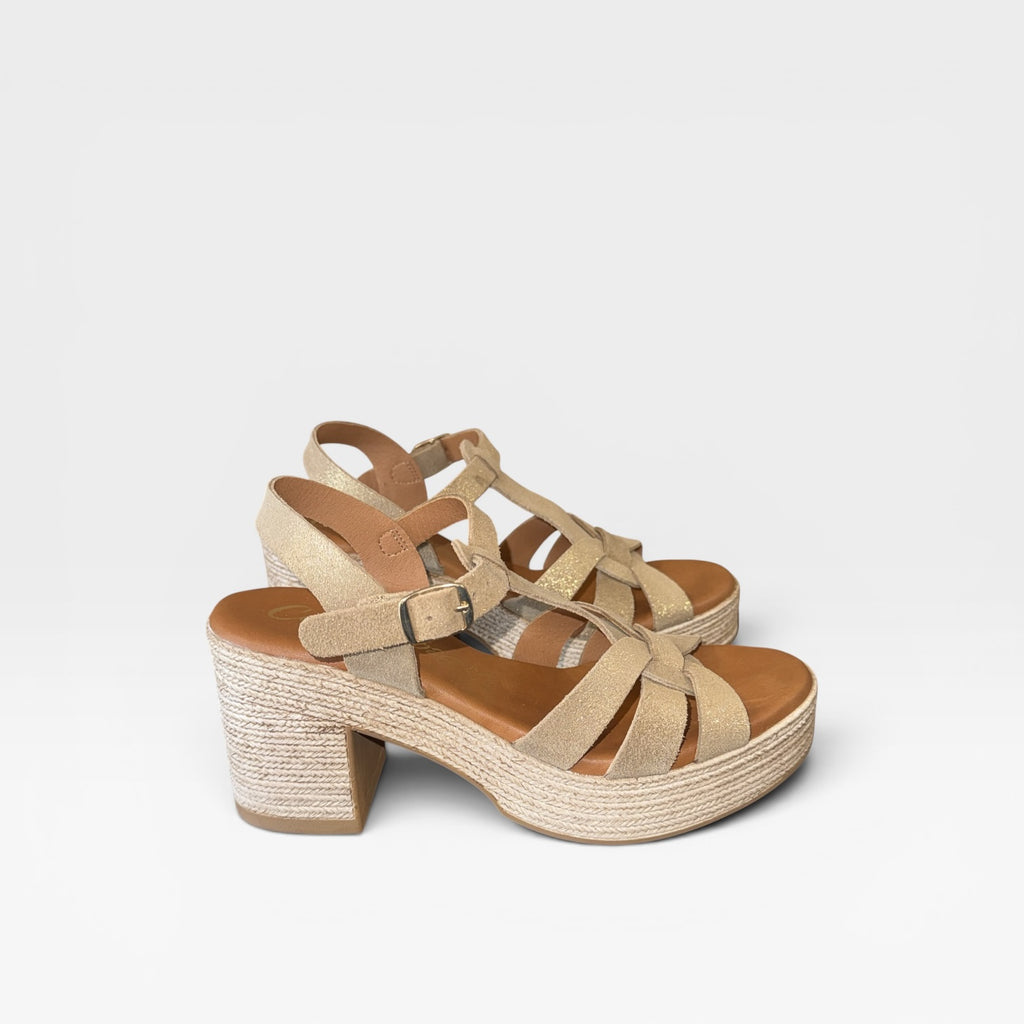 Sandalia tacón Camel  - Carla Tortosa