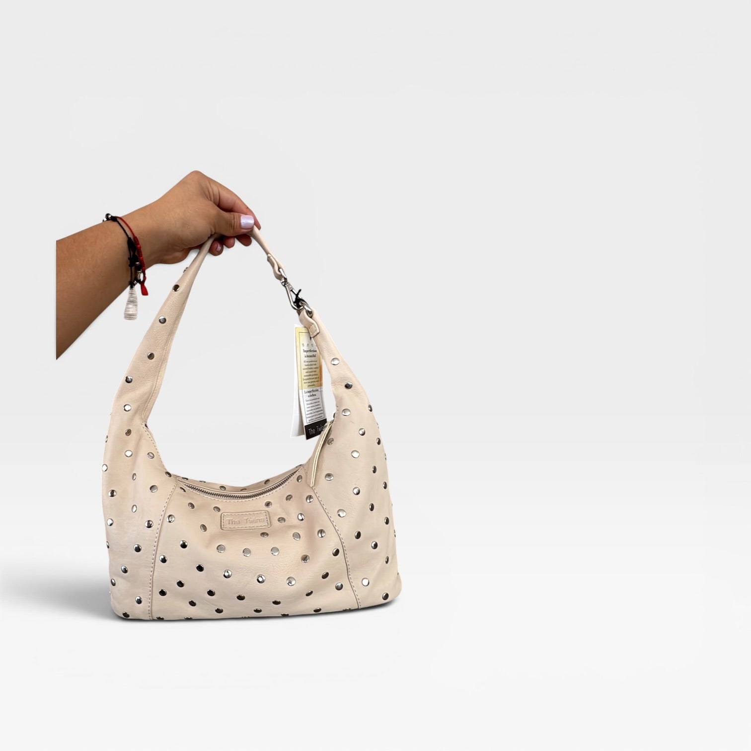 Bolso tachas mediano blanco - The Twins