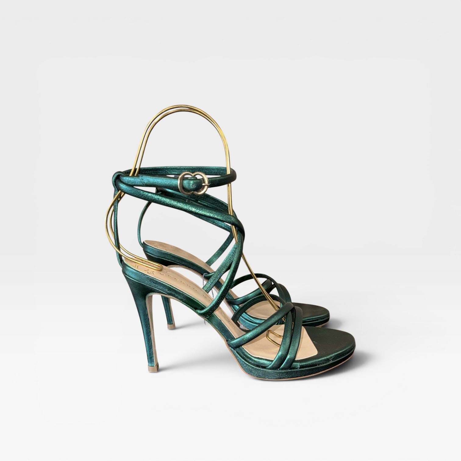 Sandalias Tacón verde tiras  - Pedro Miralles