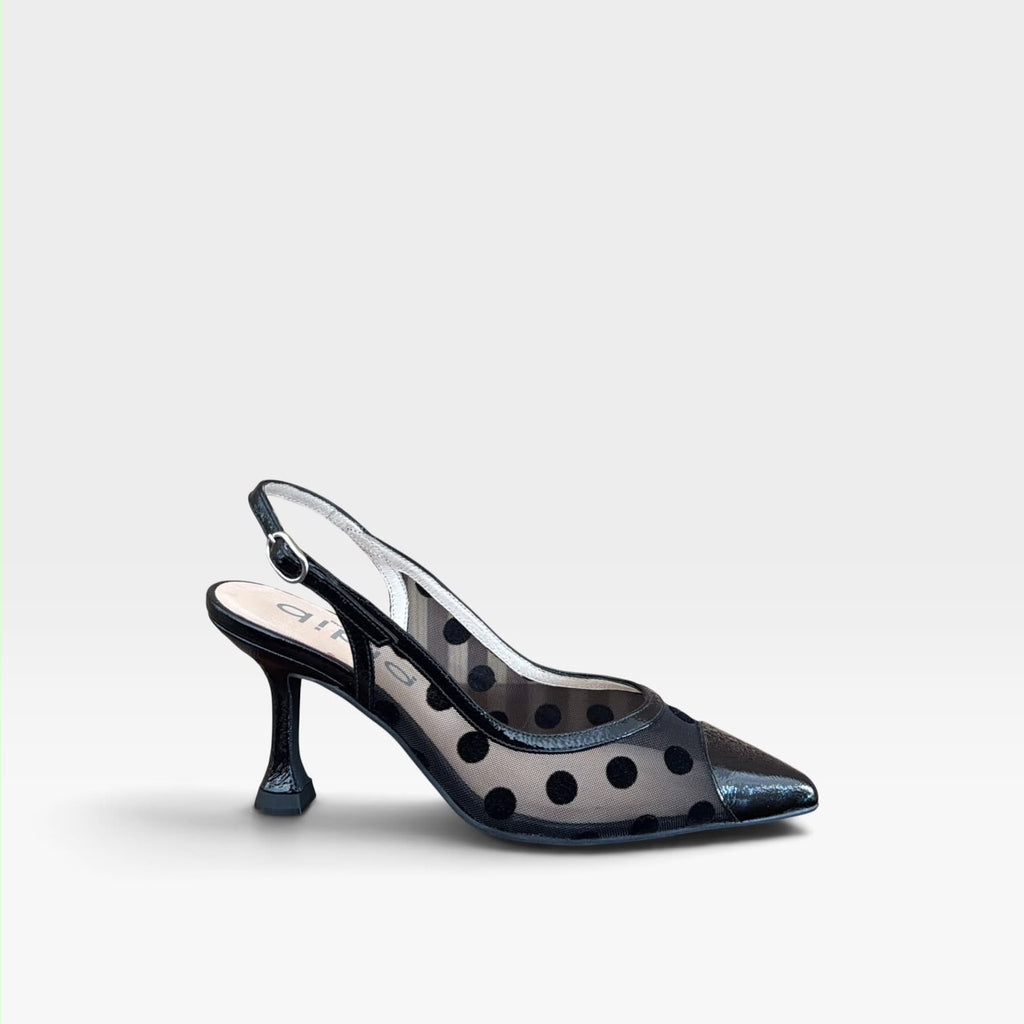 Zapato tacón  destalonado rejilla nacarado - Dibia