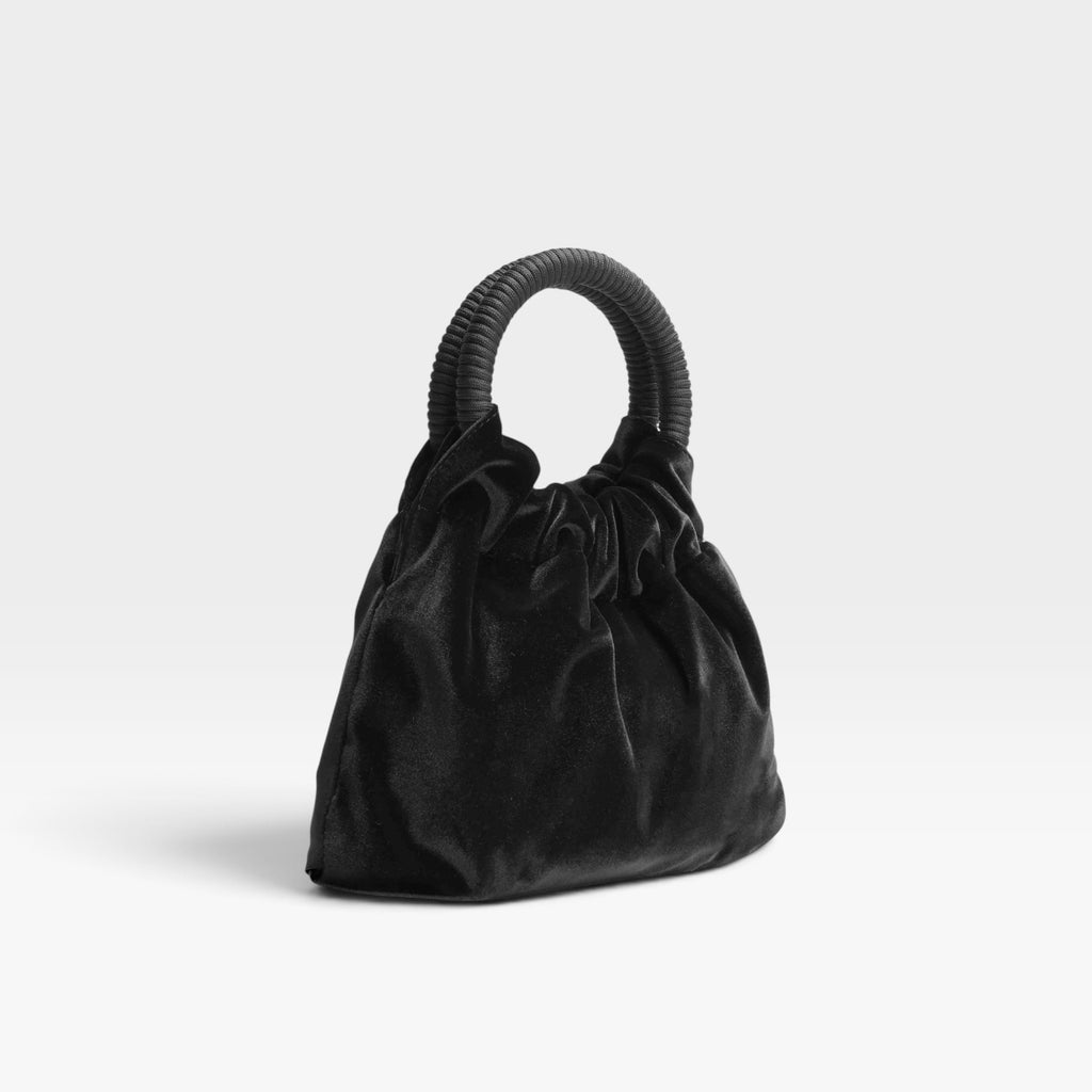 Bolso fiesta negro terciopelo asa fruncida - Azarey