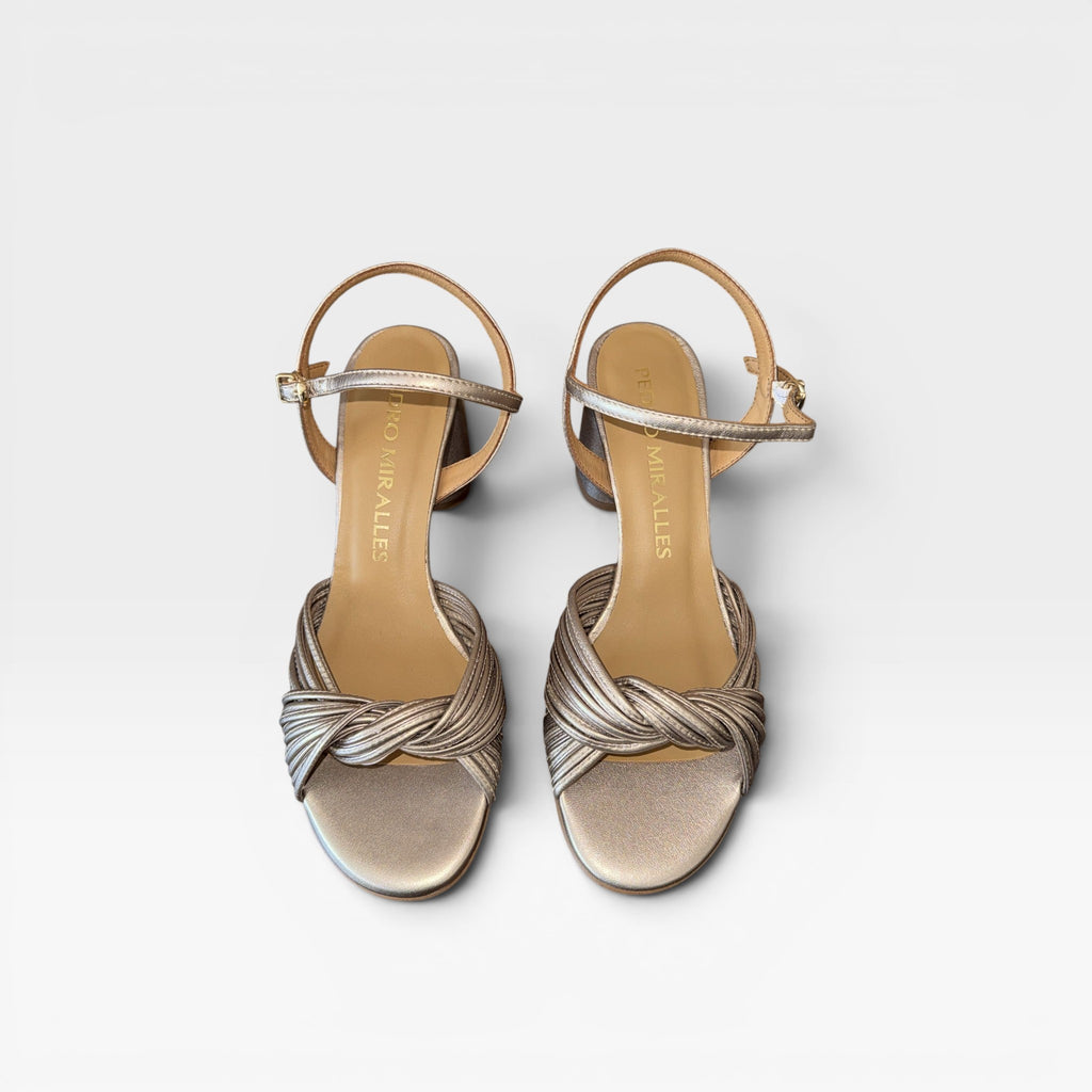 Sandalias Tacón Napa Metal Humo 18245  - Pedro Miralles