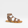 Sandalias plana tiras T-77804 marrón - Wikers