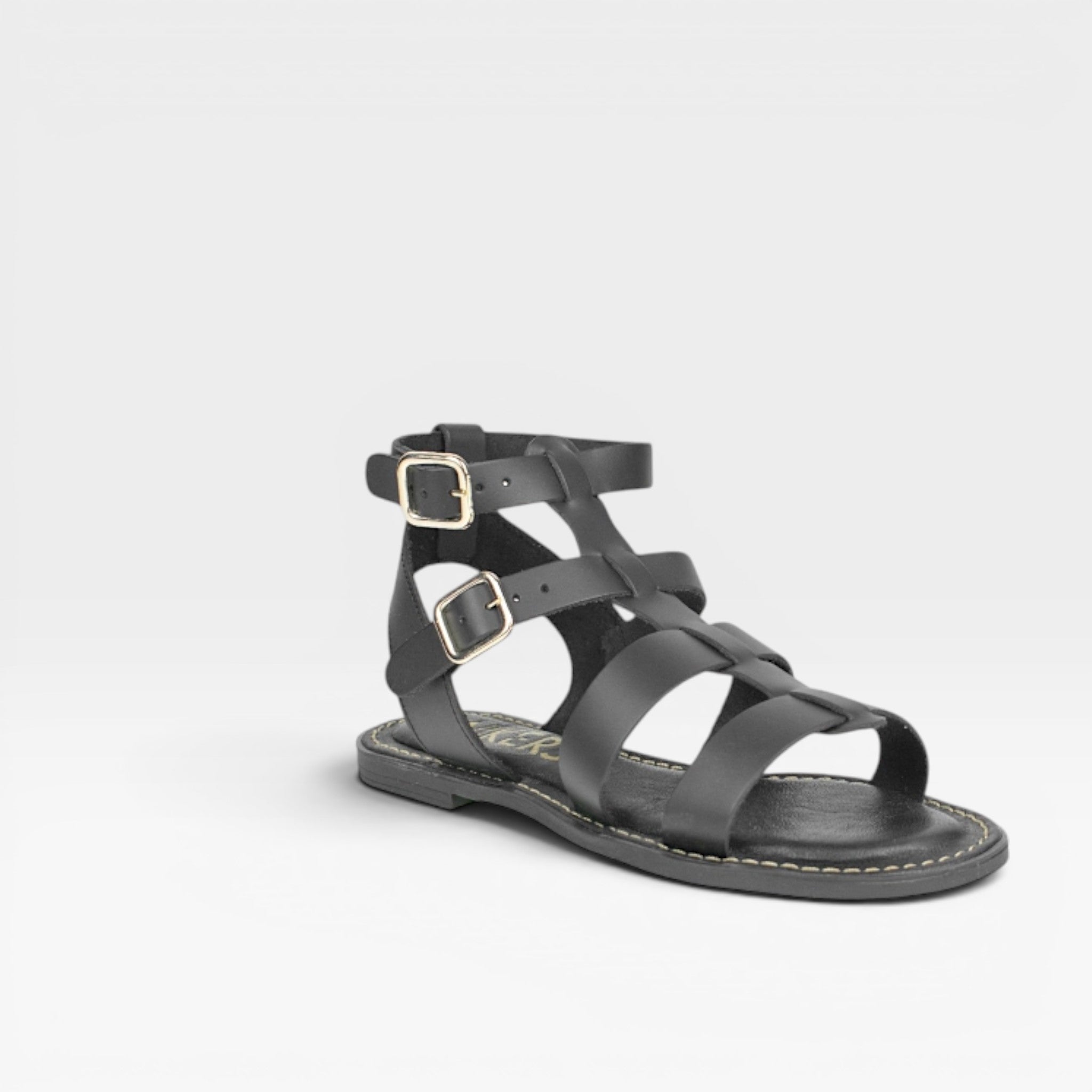 Sandalias plana tiras T-77804 negra - Wikers