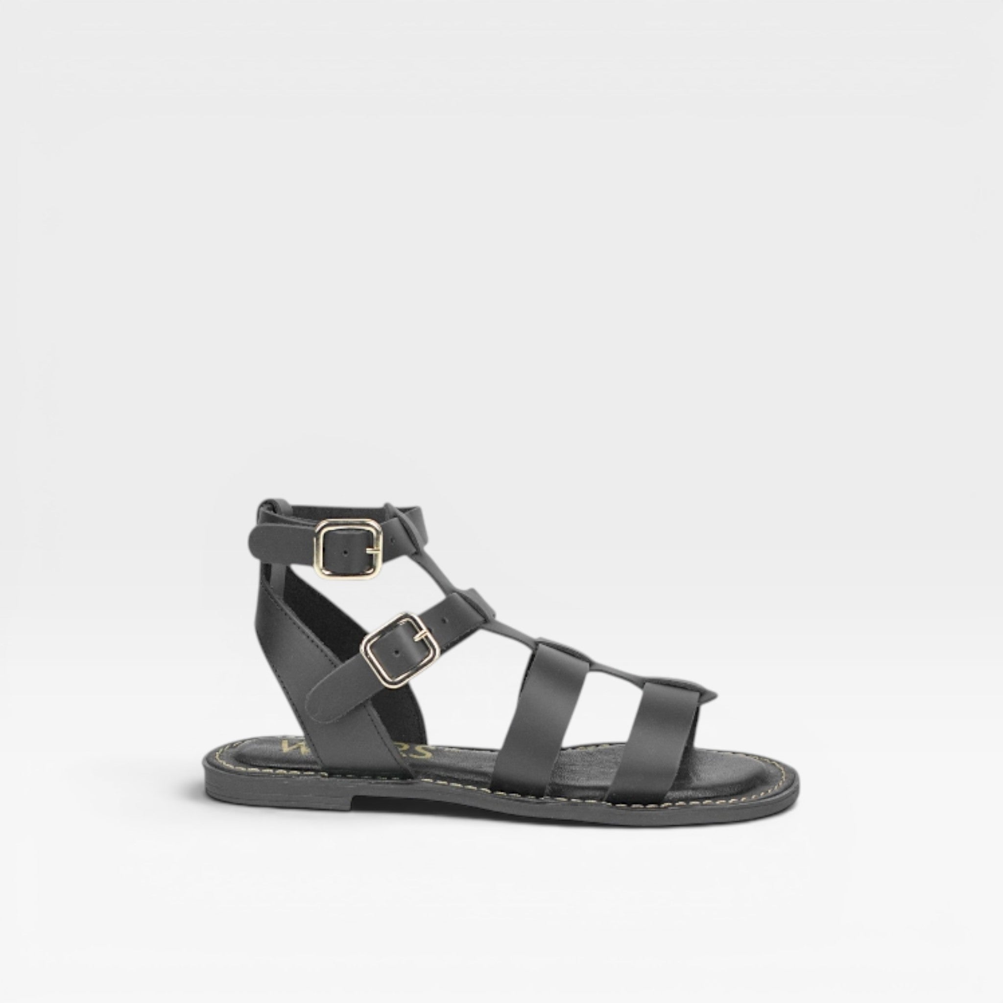 Sandalias plana tiras T-77804 negra - Wikers