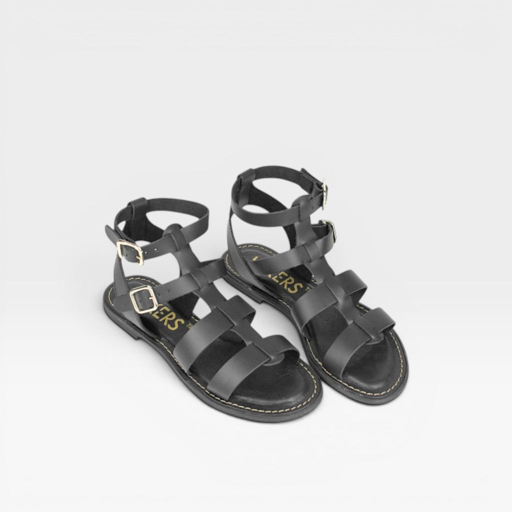 Sandalias plana tiras T-77804 negra - Wikers