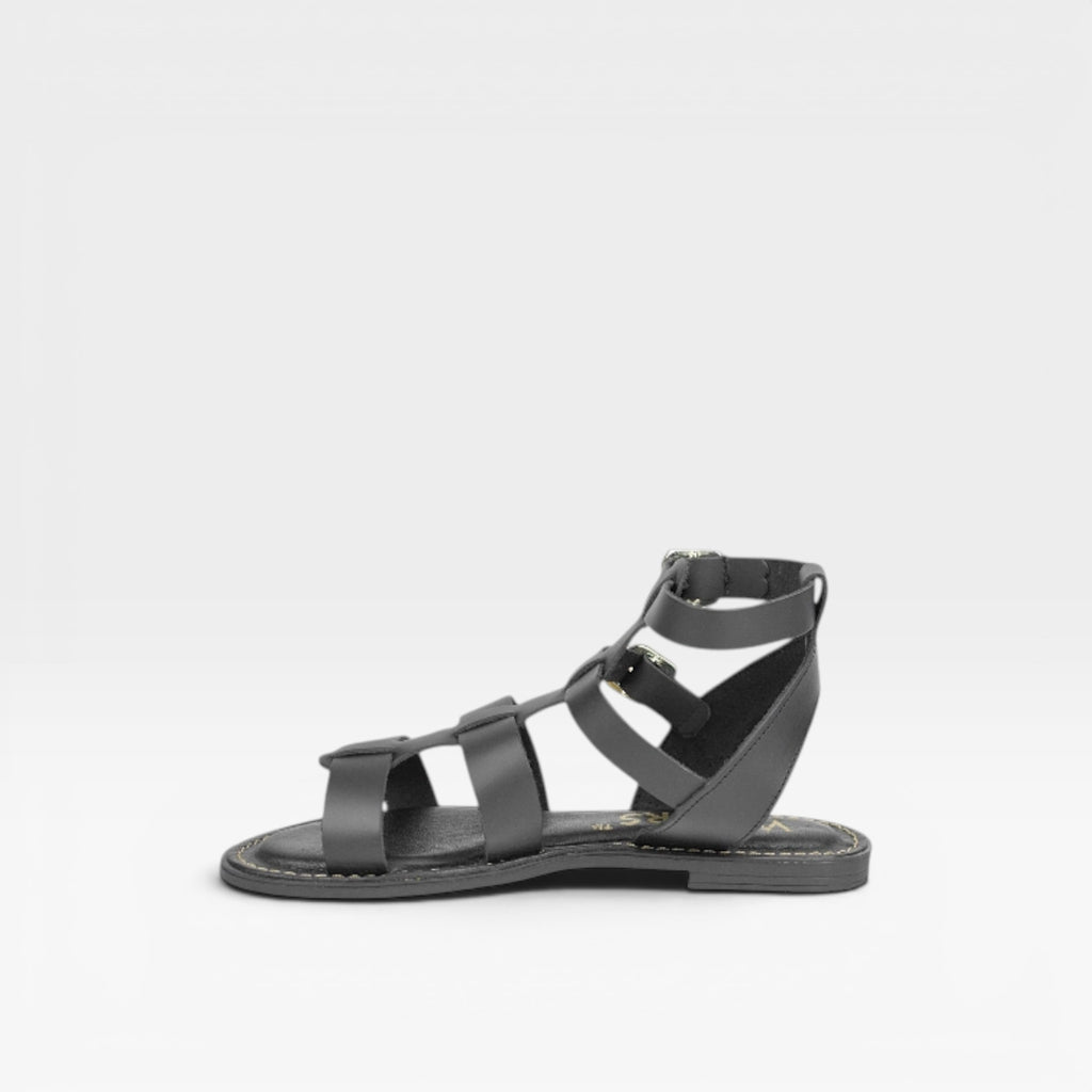 Sandalias plana tiras T-77804 negra - Wikers