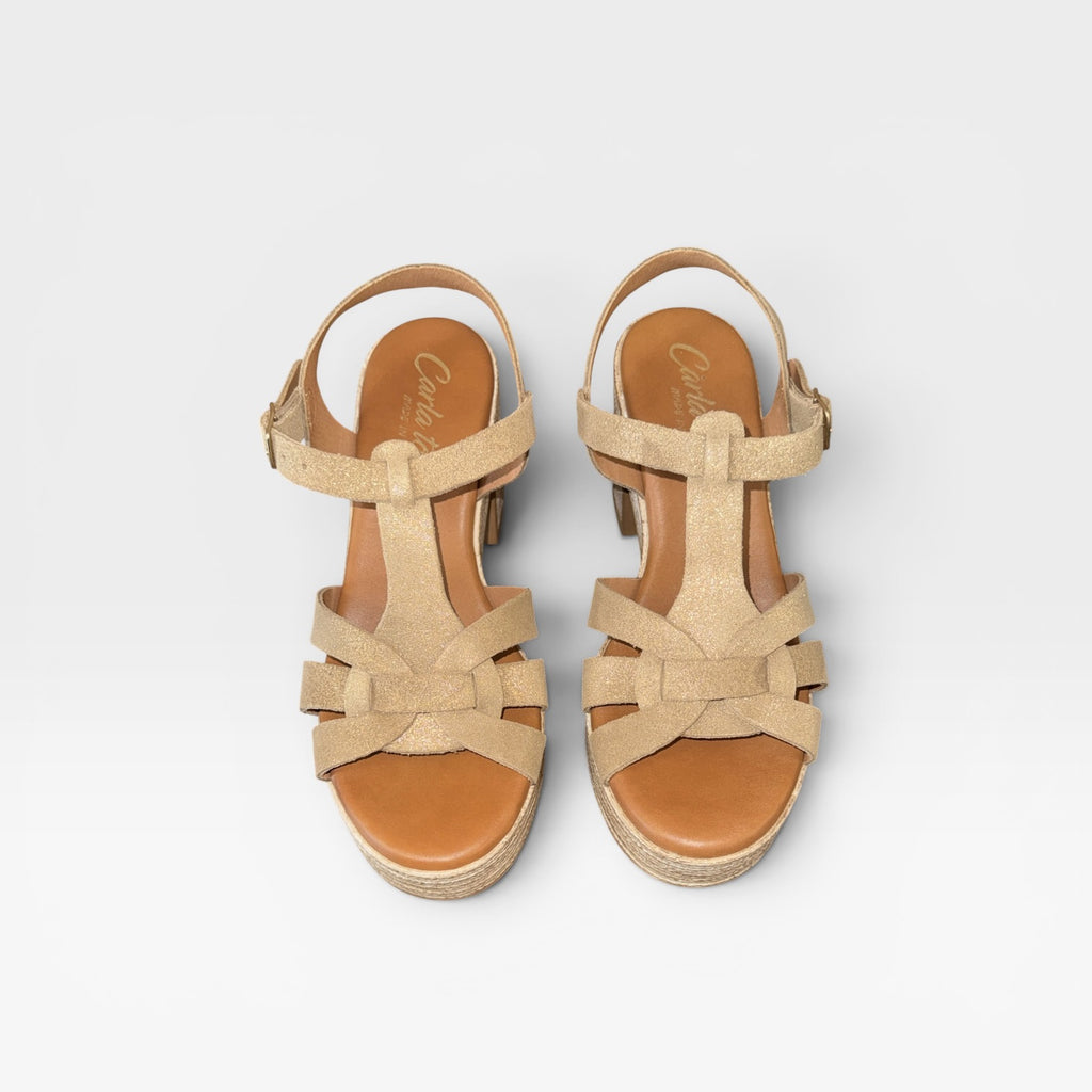 Sandalia tacón Camel  - Carla Tortosa