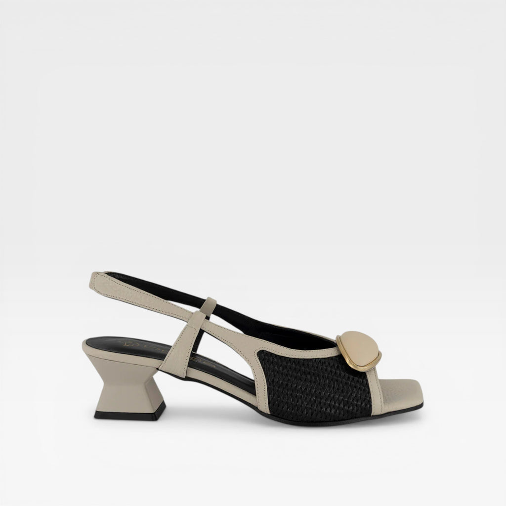 Sandalias negro rafia para mujer con textura tejida - Dibia