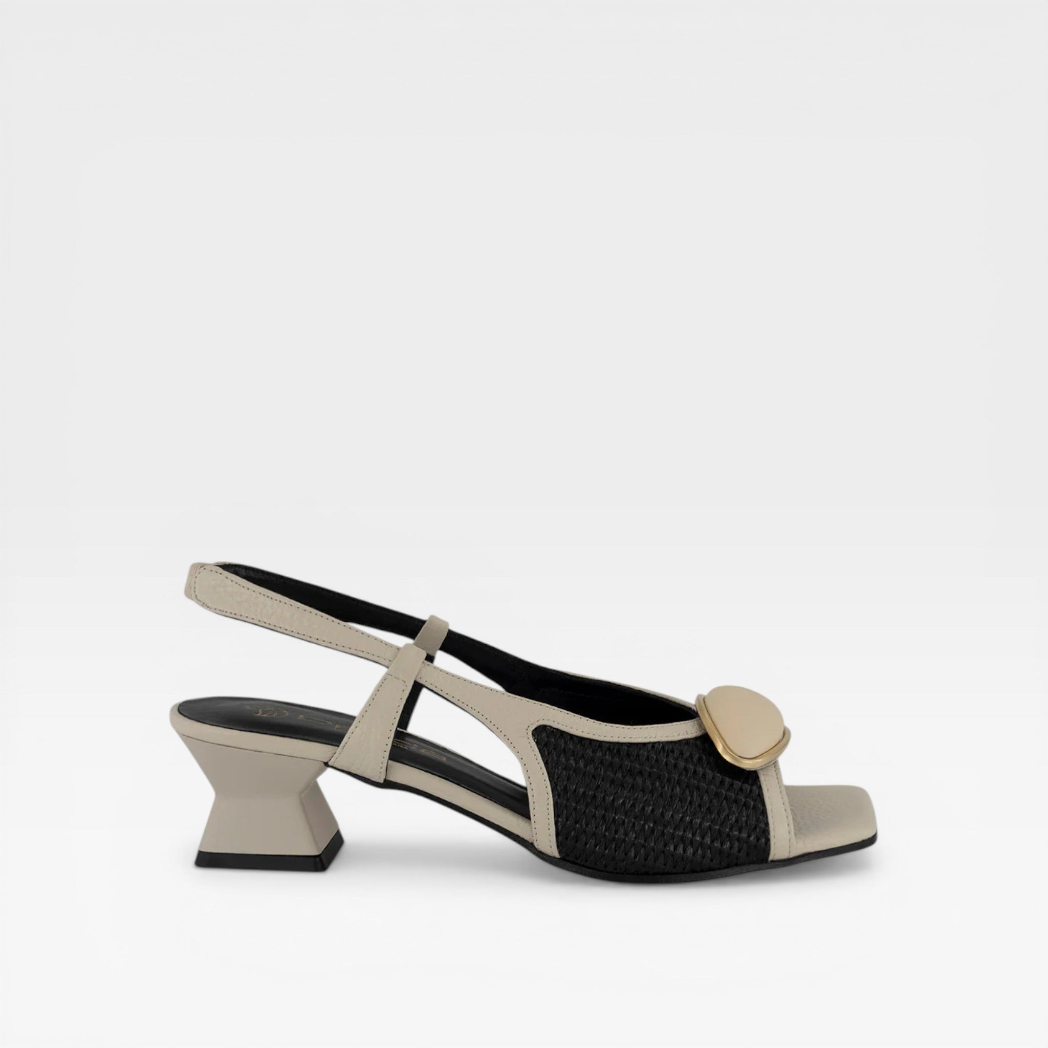 Sandalias negro rafia para mujer con textura tejida - Dibia