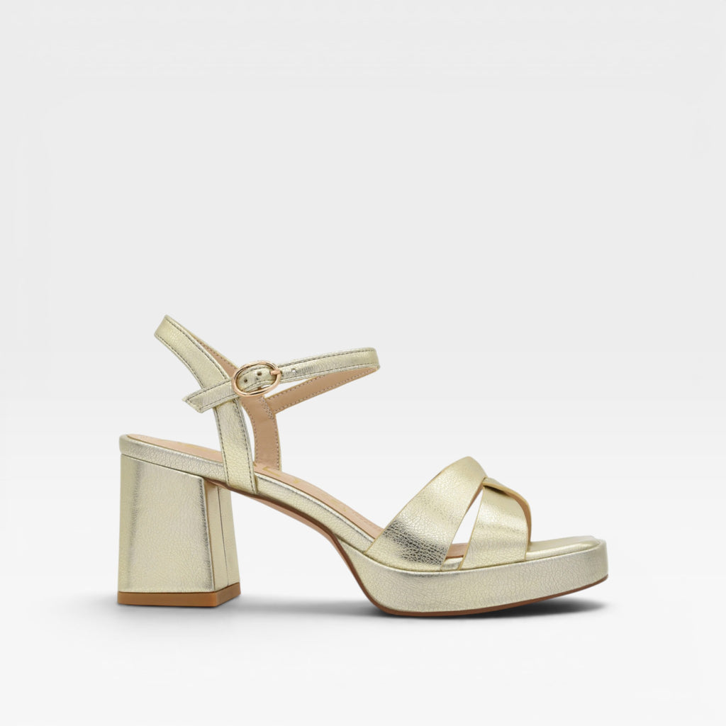 Sandalias Tacón  dorada - Azarey