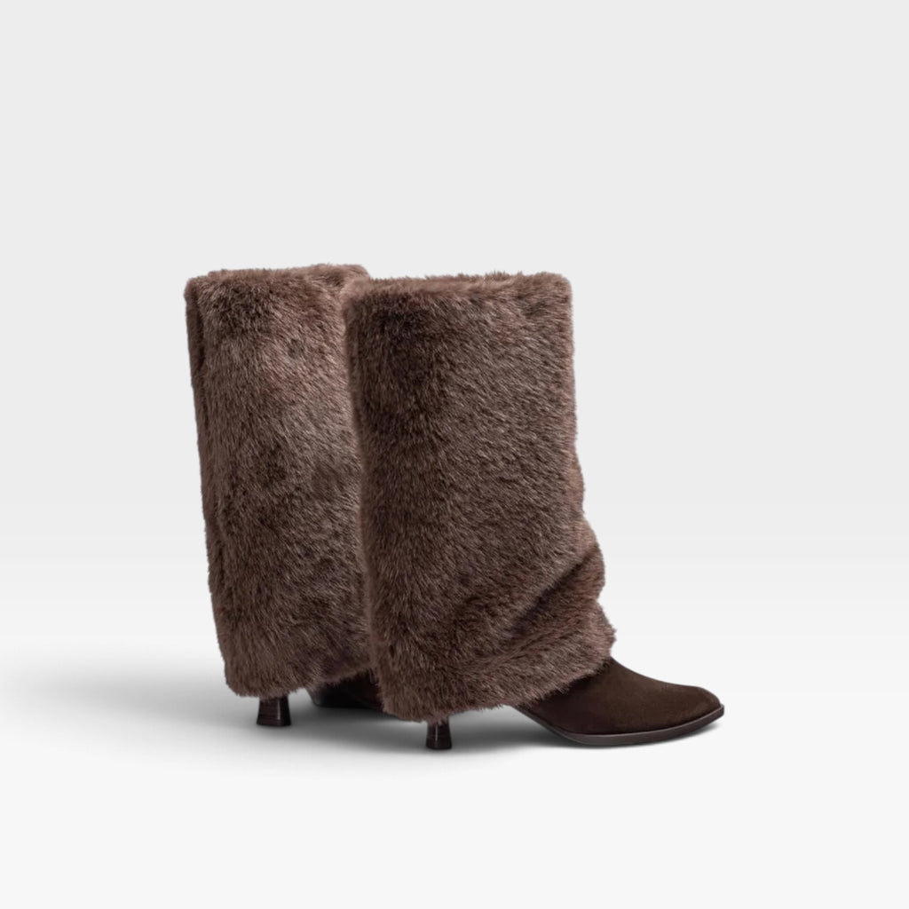 Bota de serraje con caña de pelo - Unisa