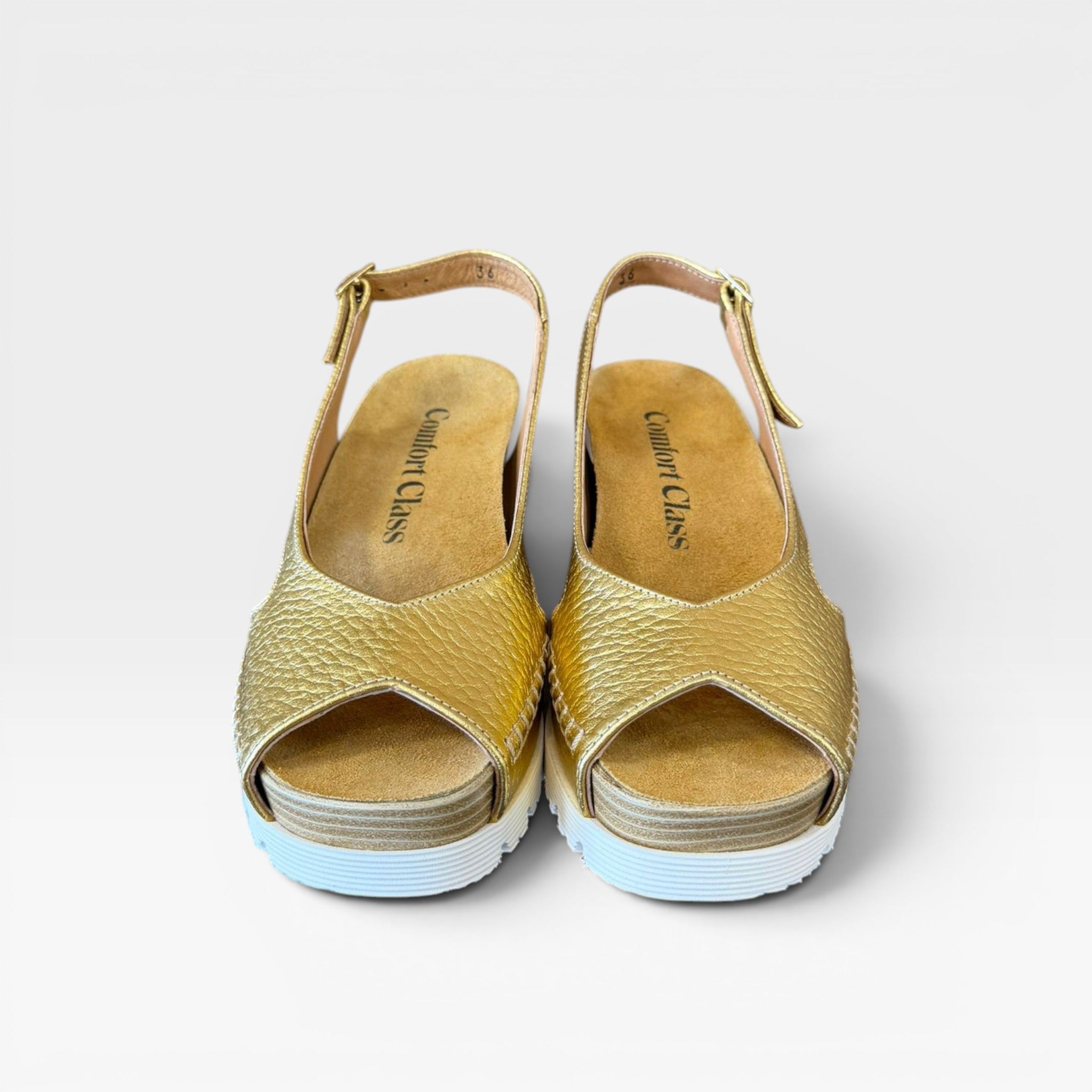 Sandalia cuña oro  - Comfort Class