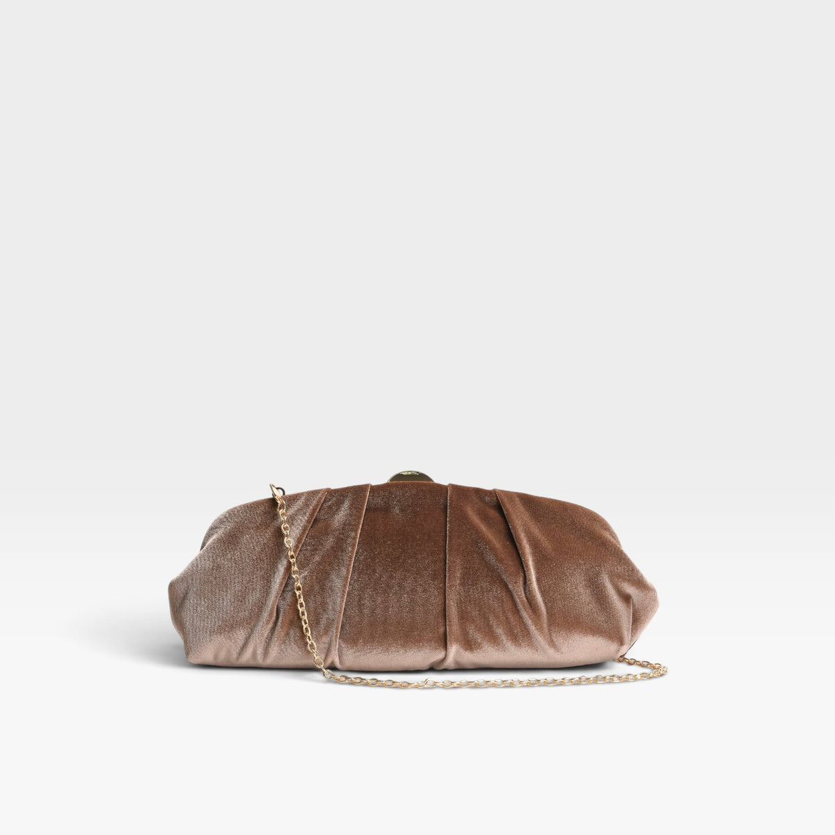 Clutch Taupe de terciopelo fruncido fiesta cadena - Azarey