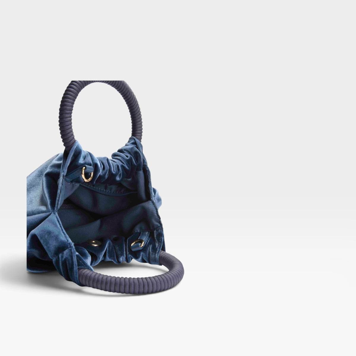 Bolso fiesta azul terciopelo asa fruncida - Azarey