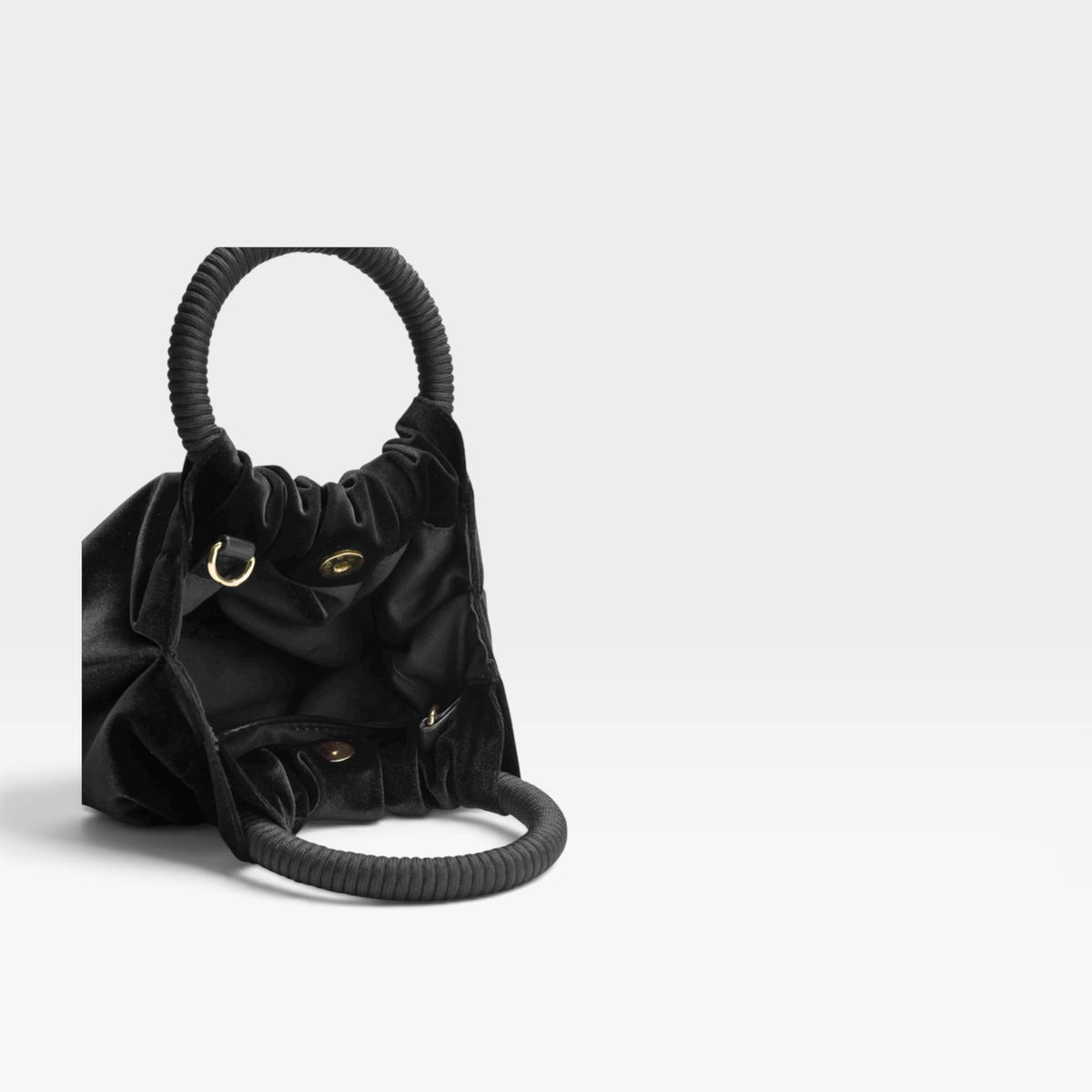 Bolso fiesta negro terciopelo asa fruncida - Azarey