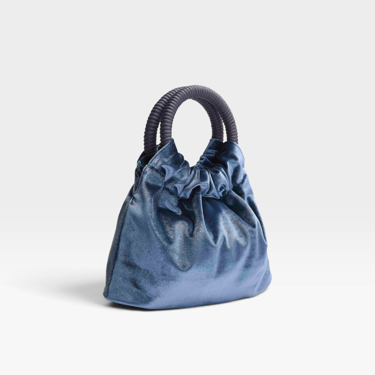 Bolso fiesta azul terciopelo asa fruncida - Azarey