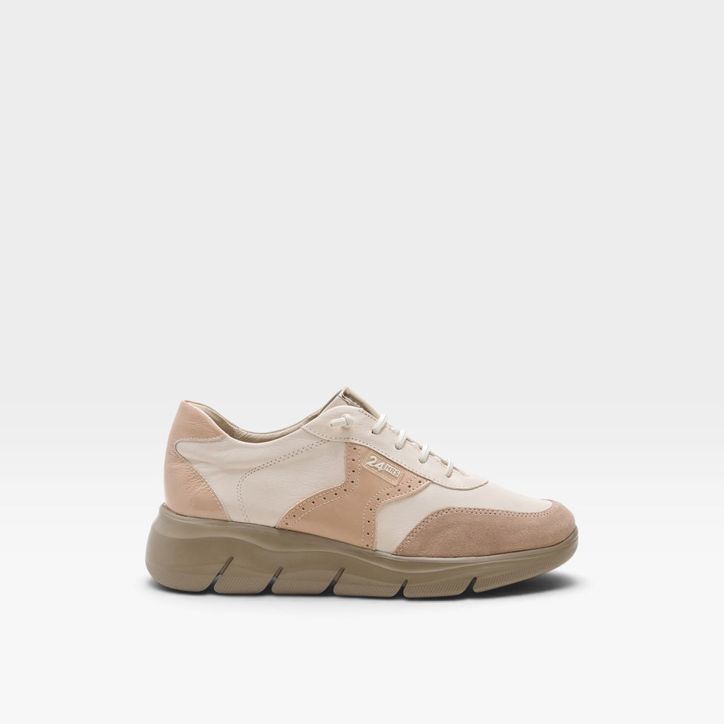 Sneaker piel combinada cordón elástico - 24 horas