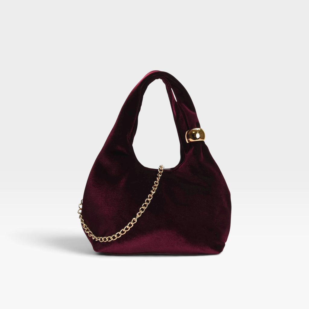 Bolso fiesta burdeos terciopelo hombro cadena - Azarey