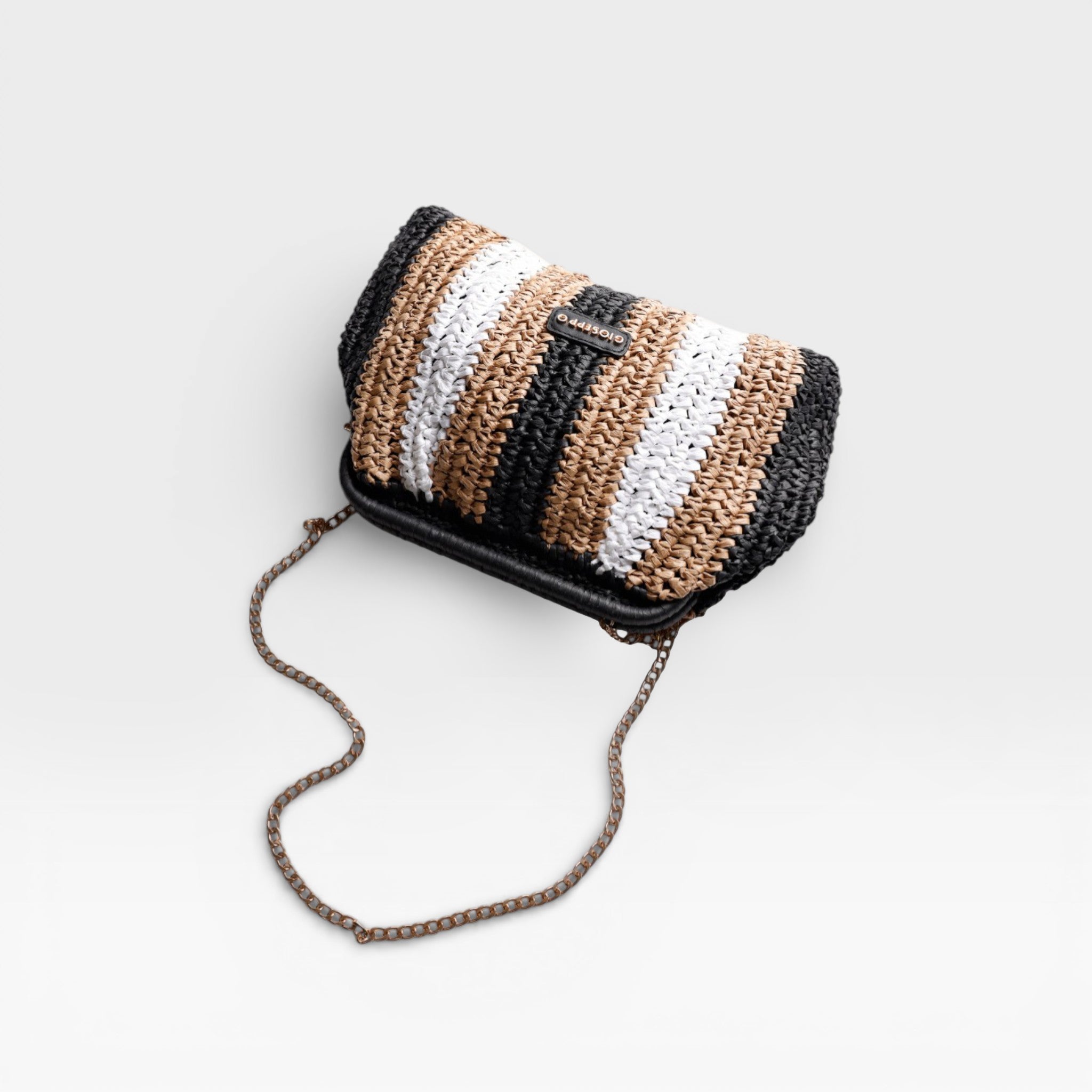 Bolso de Mano Trenzado Raya Matunda Negro - Gioseppo